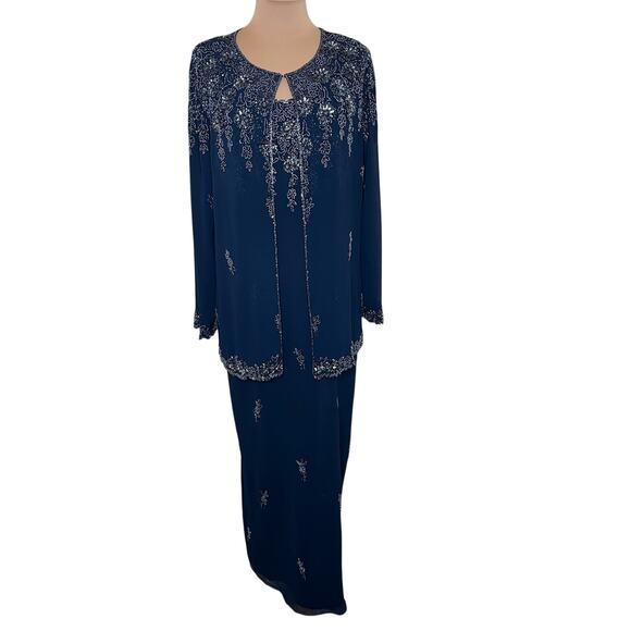 J Kara Evening Gown w Jacket 10/12 Mother Of The Bride Special Occasion Beaded - Picture 4 of 11
